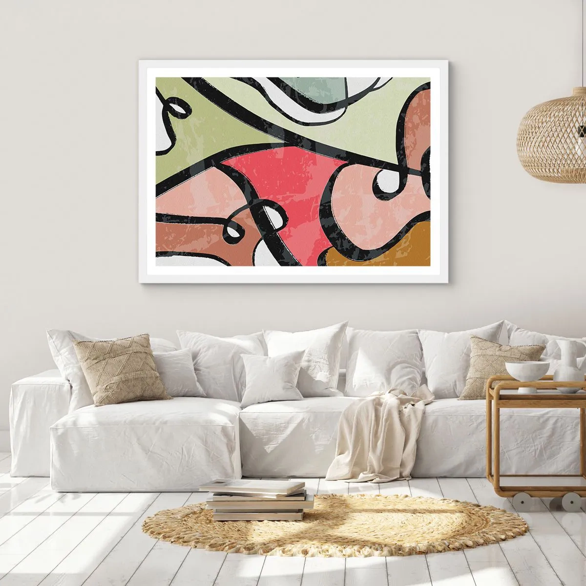 Plagát v bielom ráme - Piruety uprostred farieb - 100x70 cm