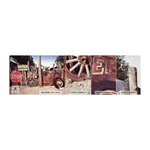 Vzorka fototapety Premium Canvas - A čas sa zastavil - Dopravná značka, Cesta 66, USA - 100x30 cm