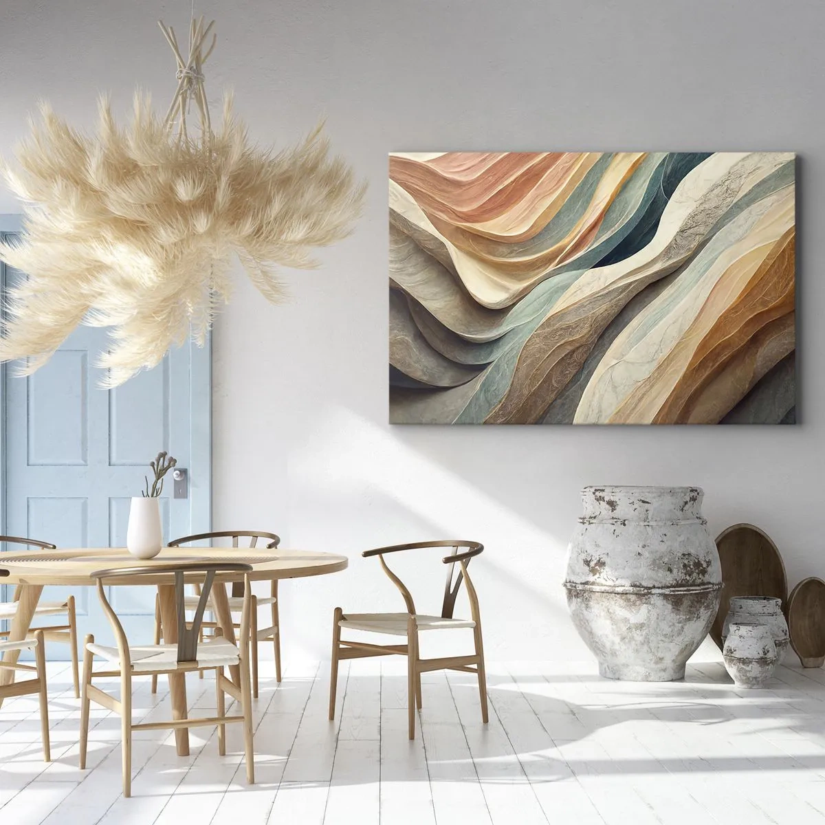 Obraz na plátne - Abstraktné vlny v pastelových odtieňoch - 70x50cm - Okamih pred zmenou - Moderná nástenná dekorácia do obývacej izby a spálne ARTTOR