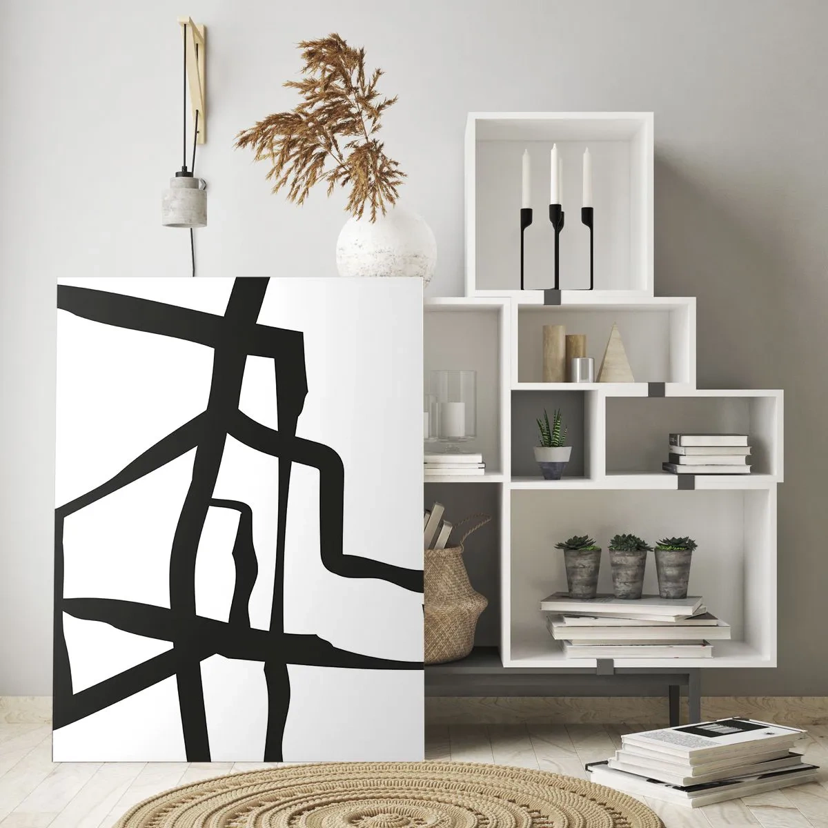 Obraz na skle - Čiernobiela konštrukcia - 80x120 cm