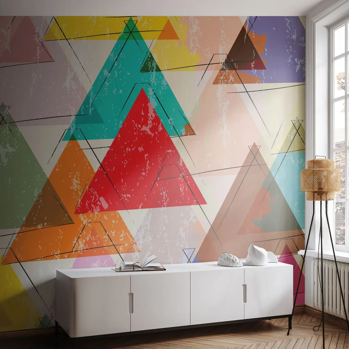 Fototapeta Standard Eco - Blábolenie - Abstrakcia, Kus, Trojuholníky - 200x140 cm