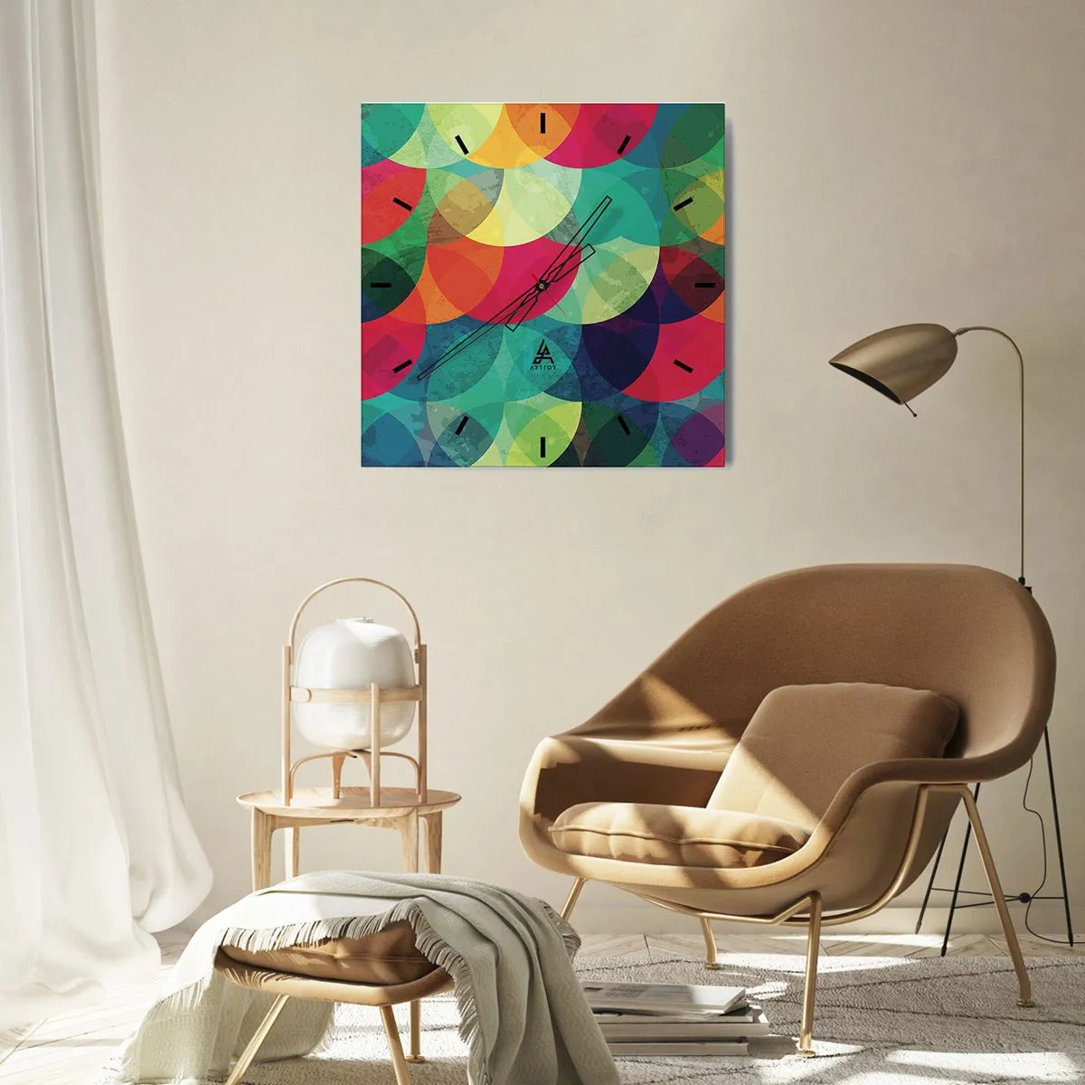 Nástenné hodiny - Vstúpiť do dúhy - 30x30 cm