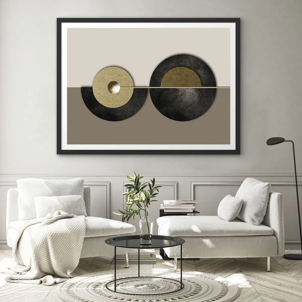 Plagát v čiernom ráme - Variácie okolo kruhu - 91x61 cm