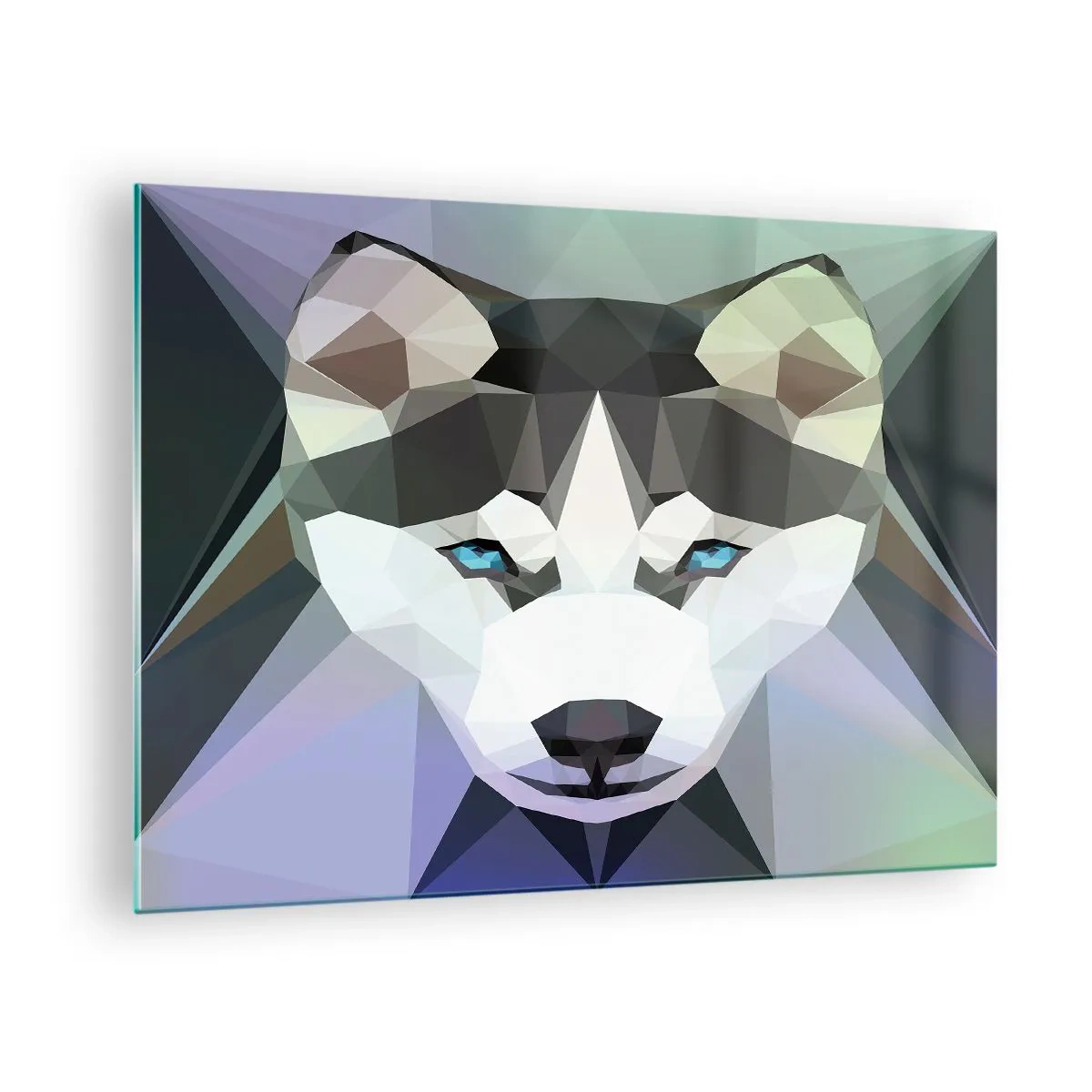 Obraz na skle - Vlčia geometria v modernom štýle - 70x50cm - Spomienka na sneh na severe - Moderná nástenná dekorácia do obývacej izby a spálne ARTTOR