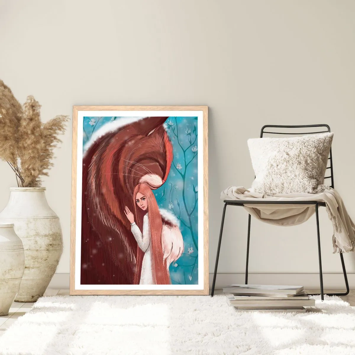 Plagát v ráme zo svetlého duba - Vitaj v rozprávke - 50x70 cm
