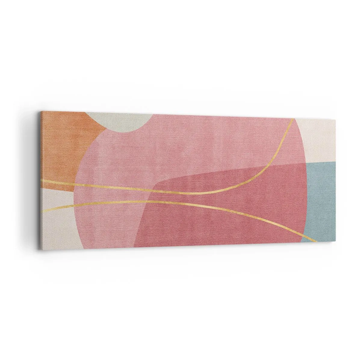 Obraz na plátne - Pastelová kompozícia so zlatou niťou - 120x50 cm