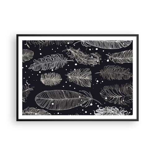 Plagát v čiernom ráme - Čipka s perím - 100x70 cm