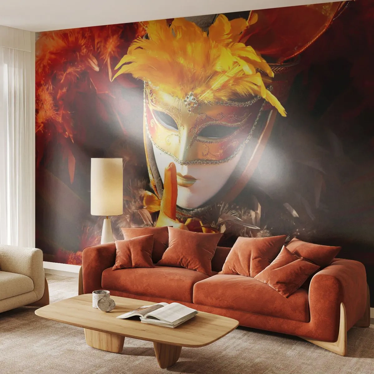 Samolepiaca Fototapeta Deluxe Sticker - Tajomstvo je časťou hry - Benátska maska, Kus, Benátky - 250x175 cm