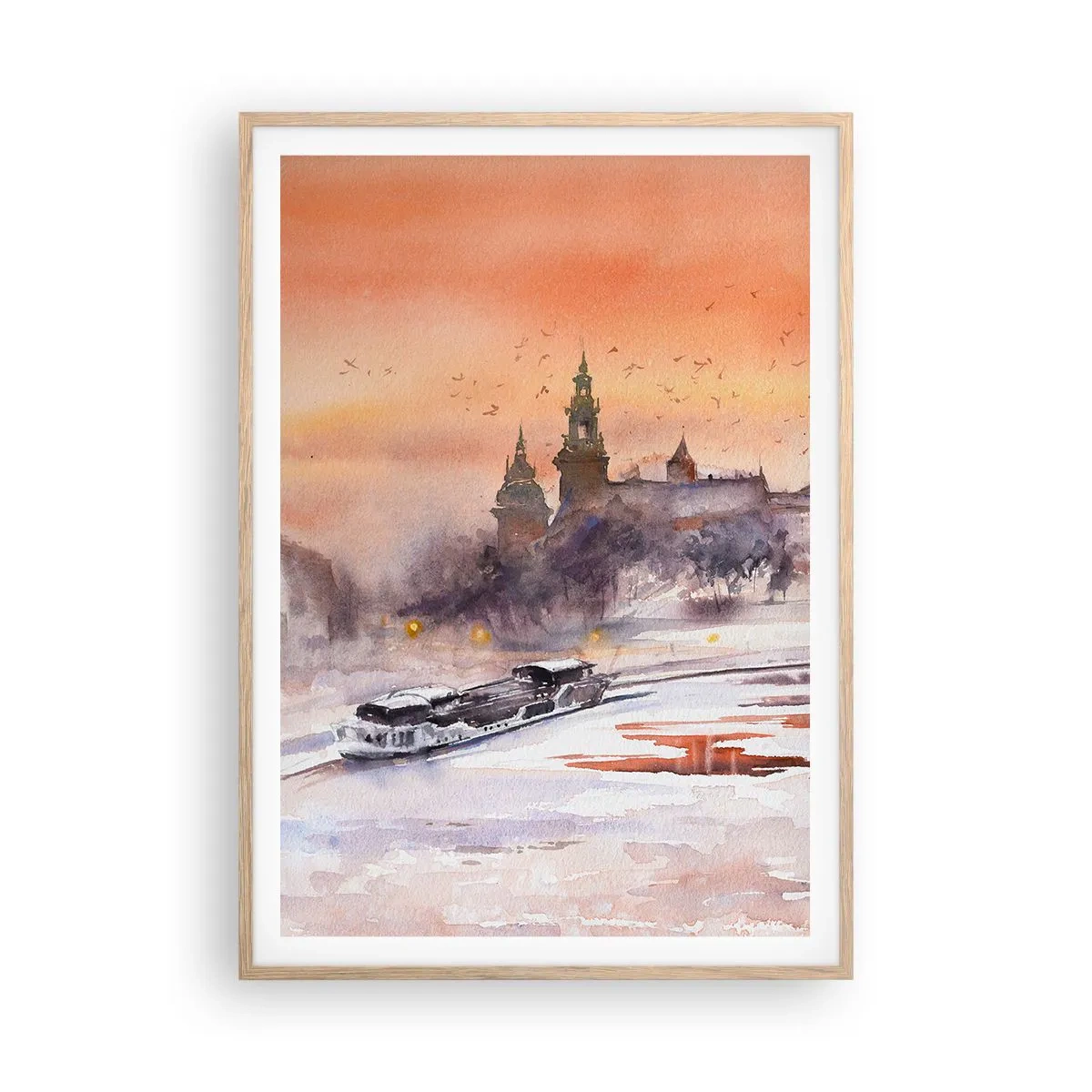 Plagát v ráme zo svetlého duba - Kráľovský západ slnka - 70x100 cm