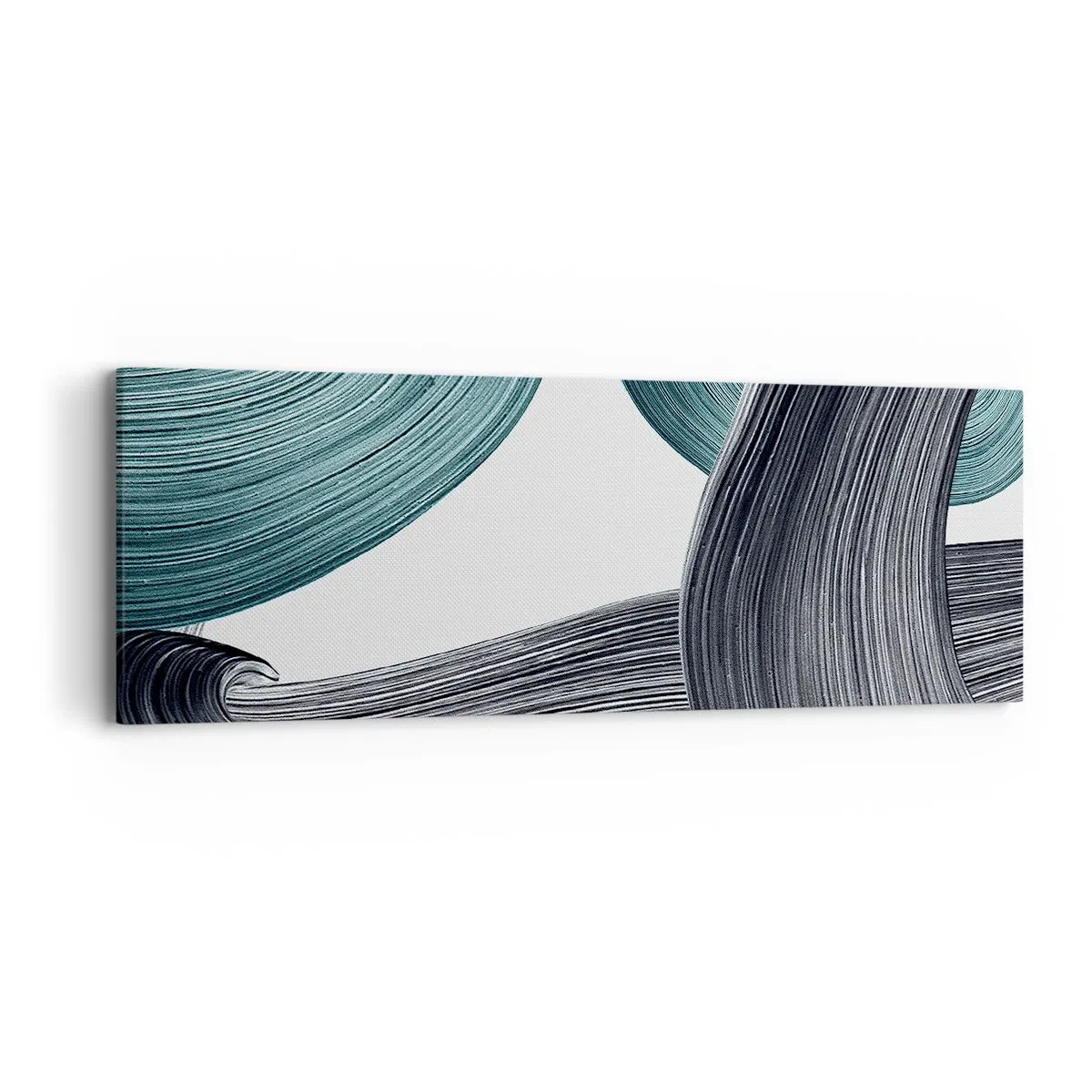 Obraz na plátne - Smaragdové a čierne vlny - 90x30 cm
