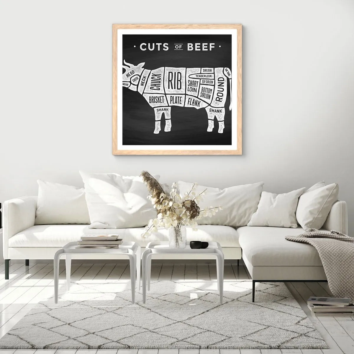 Plagát v ráme zo svetlého duba - Šlabikár mäsiara - 50x50 cm