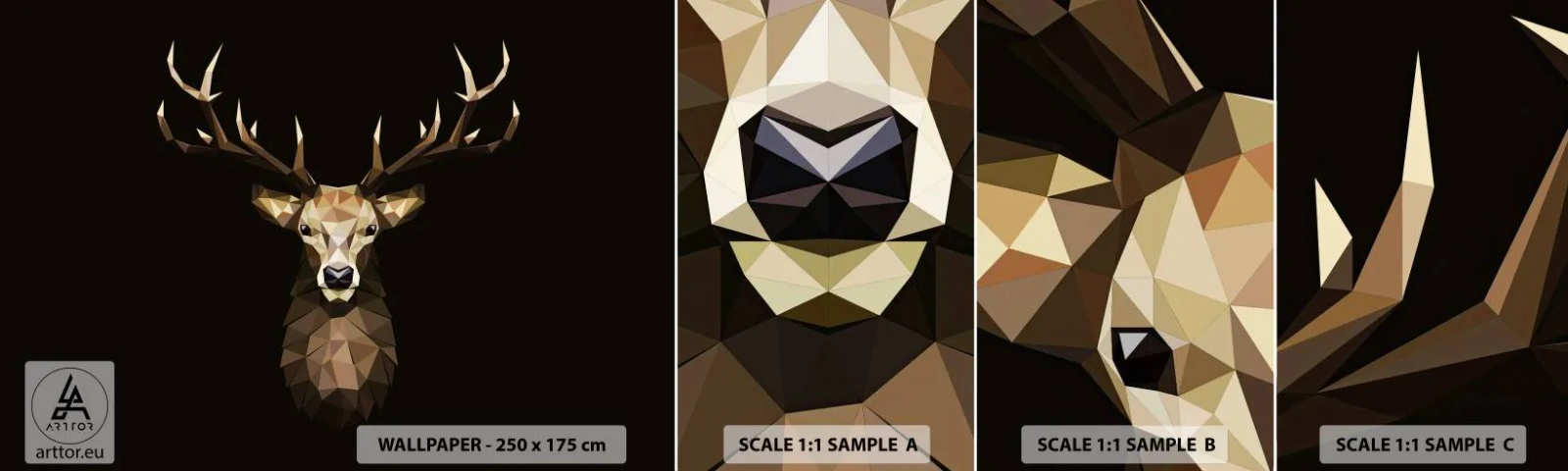 Vzorka Fototapeta Standard Eco - Kubistický jeleň - Zvieratá, Jeleň, Grafika - 100x30 cm