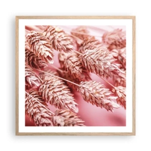 Plagát v ráme zo svetlého duba - Kvetinová kaskáda v ružovej - 60x60 cm