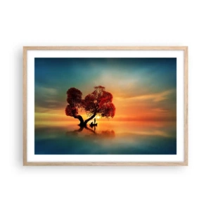 Plagát v ráme zo svetlého duba - Voda a ticho vesmíru - 70x50 cm