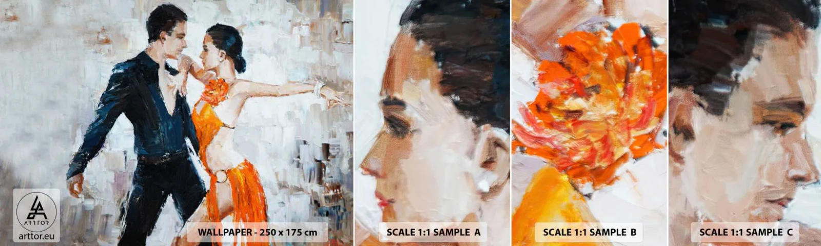 Vzorka samolepiacej fototapety Deluxe Sticker - Dirty dancing - Abstrakcia, Tancujte, Tango - 100x30 cm