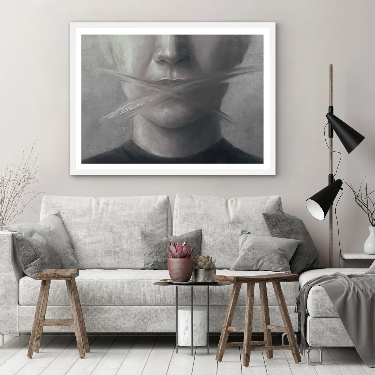 Plagát v bielom ráme - Ani slovo - 91x61 cm