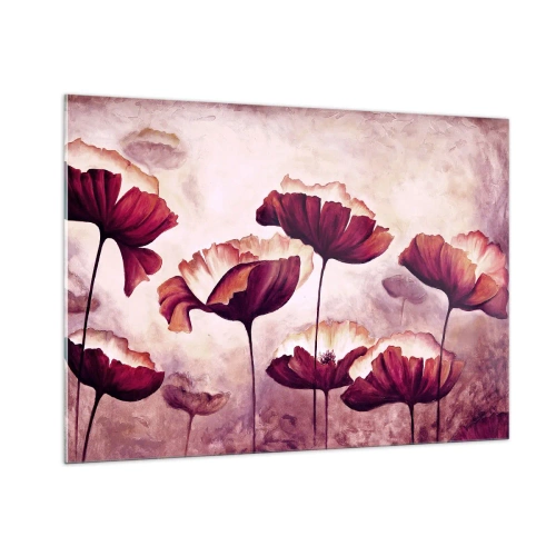 Obraz na skle - Červený a biely plátok - 100x70 cm