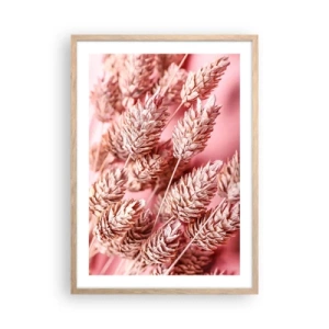 Plagát v ráme zo svetlého duba - Kvetinová kaskáda v ružovej - 50x70 cm