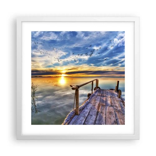 Plagát v bielom ráme - Vietor ide odpočívať - 40x40 cm