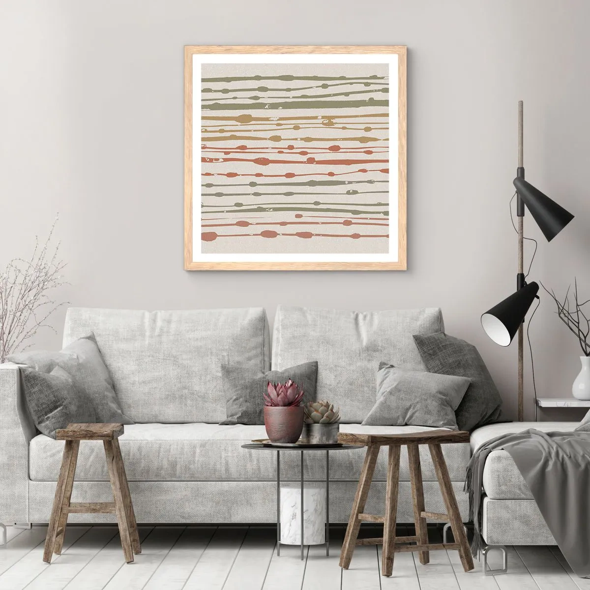 Plagát v ráme zo svetlého duba - Hudobný záznam farieb - 40x40 cm
