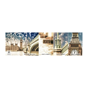 Vzorka samolepiacej fototapety Deluxe Sticker - Perové oblaky nad Temžou - Mesto, Londýn, Anglicko - 100x30 cm