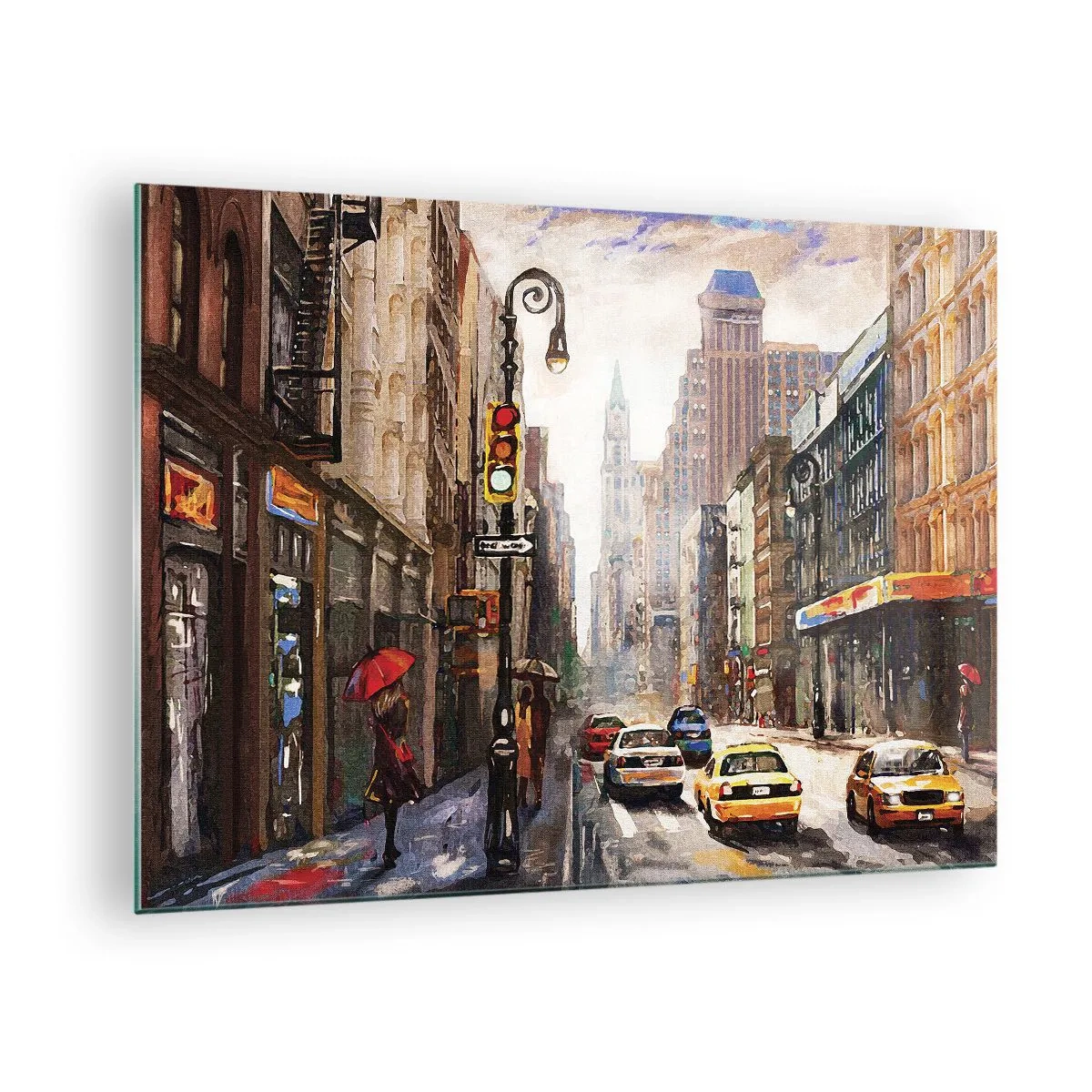 Obraz na skle - New York – farebný aj v daždi - 70x50cm - New York – farebný aj v daždi - Moderná nástenná dekorácia do obývacej izby a spálne ARTTOR