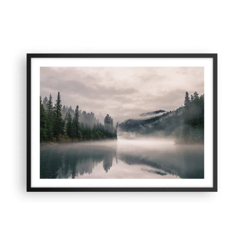 Plagát v čiernom ráme - V zamyslení, v hmle - 70x50 cm