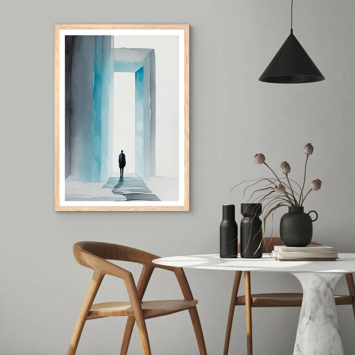 Plagát v ráme zo svetlého duba - Ži bez obmedzenia - 30x40 cm