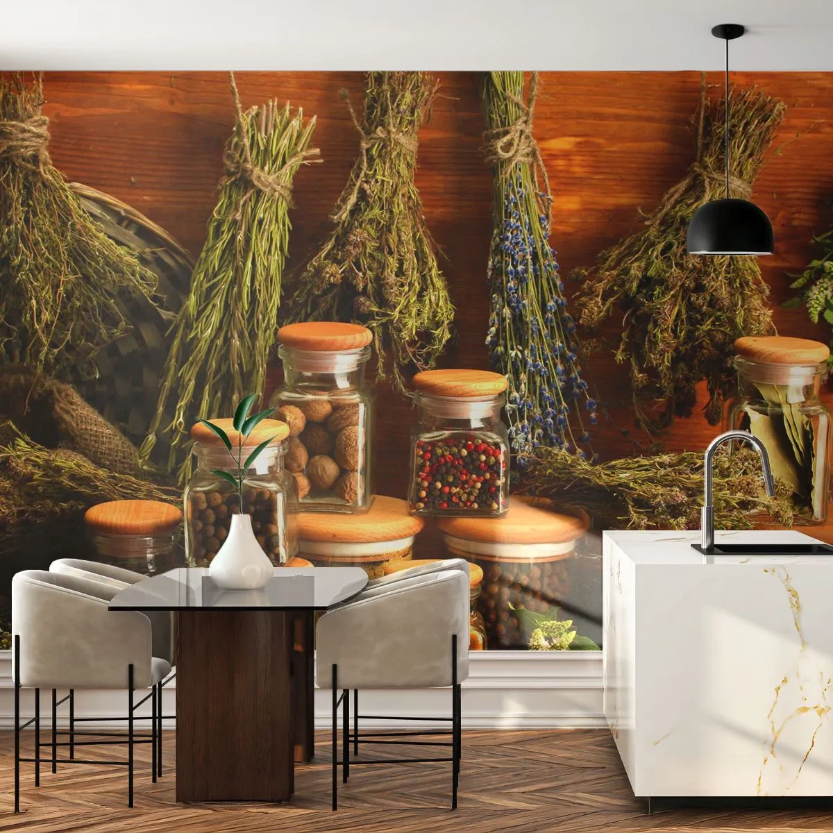 Fototapeta Standard Eco - Kuchynské kúzla - Gastronómia, Sušené bylinky, Korenie - 250x175 cm