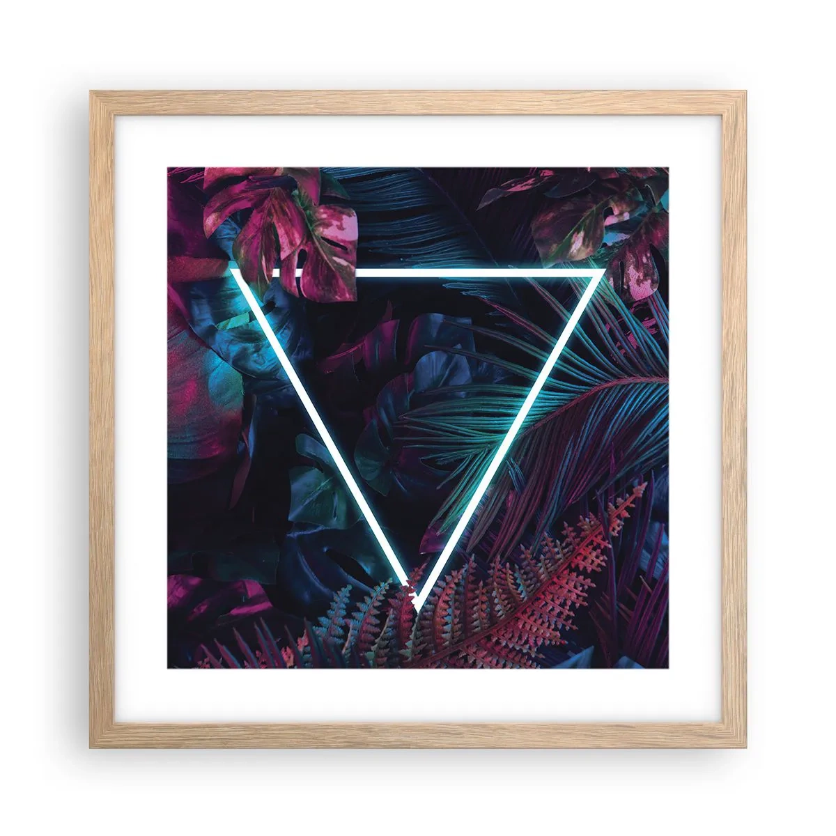 Plagát v ráme zo svetlého duba - Záhrada v disco štýle - 40x40 cm