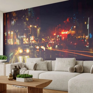 Fototapeta Premium Canvas - Ponorená do svetiel noci - Mesto, Architektúra, Nočný život - 450x315 cm