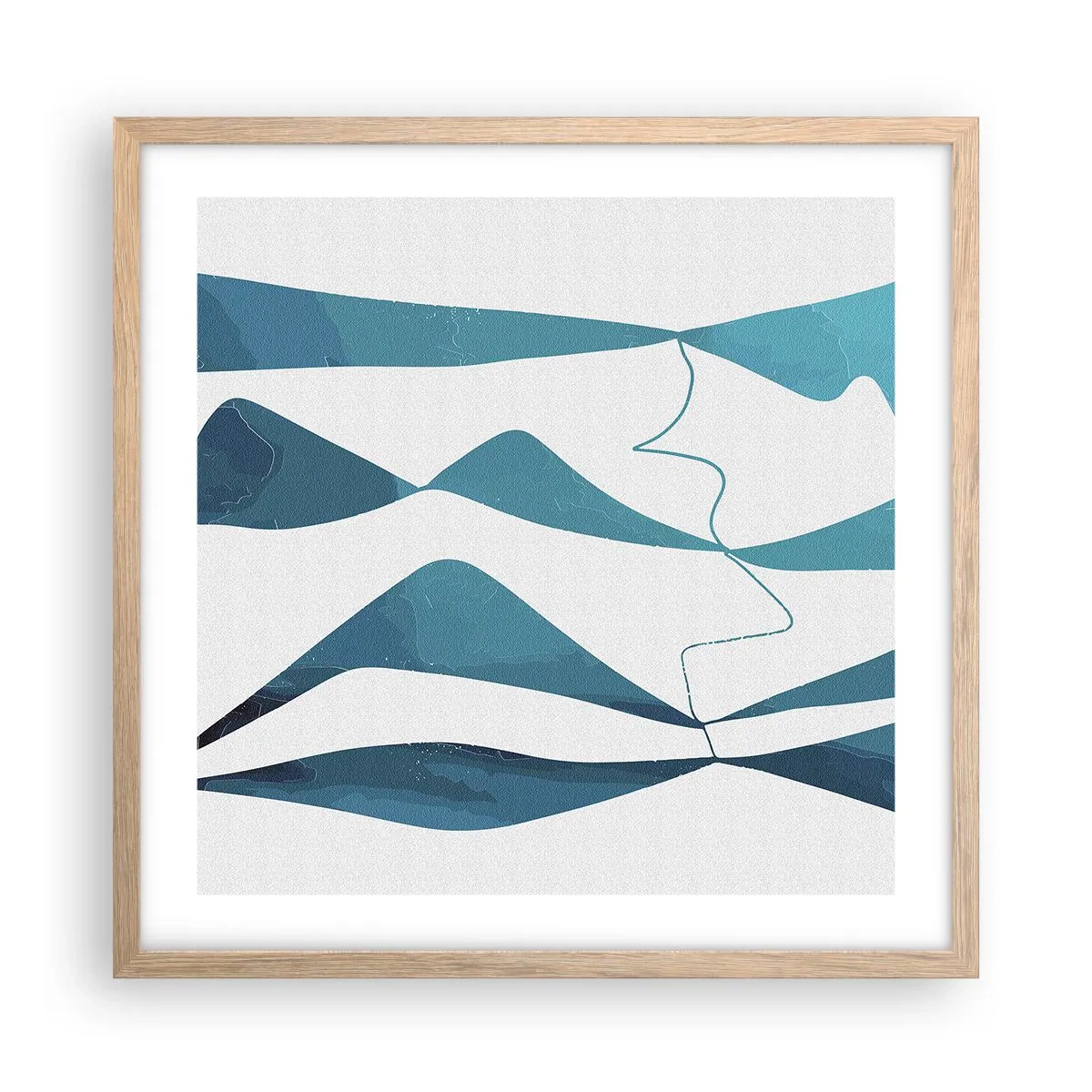 Plagát v ráme zo svetlého duba - Abstrakcia: tyrkysový vzťah - 50x50 cm