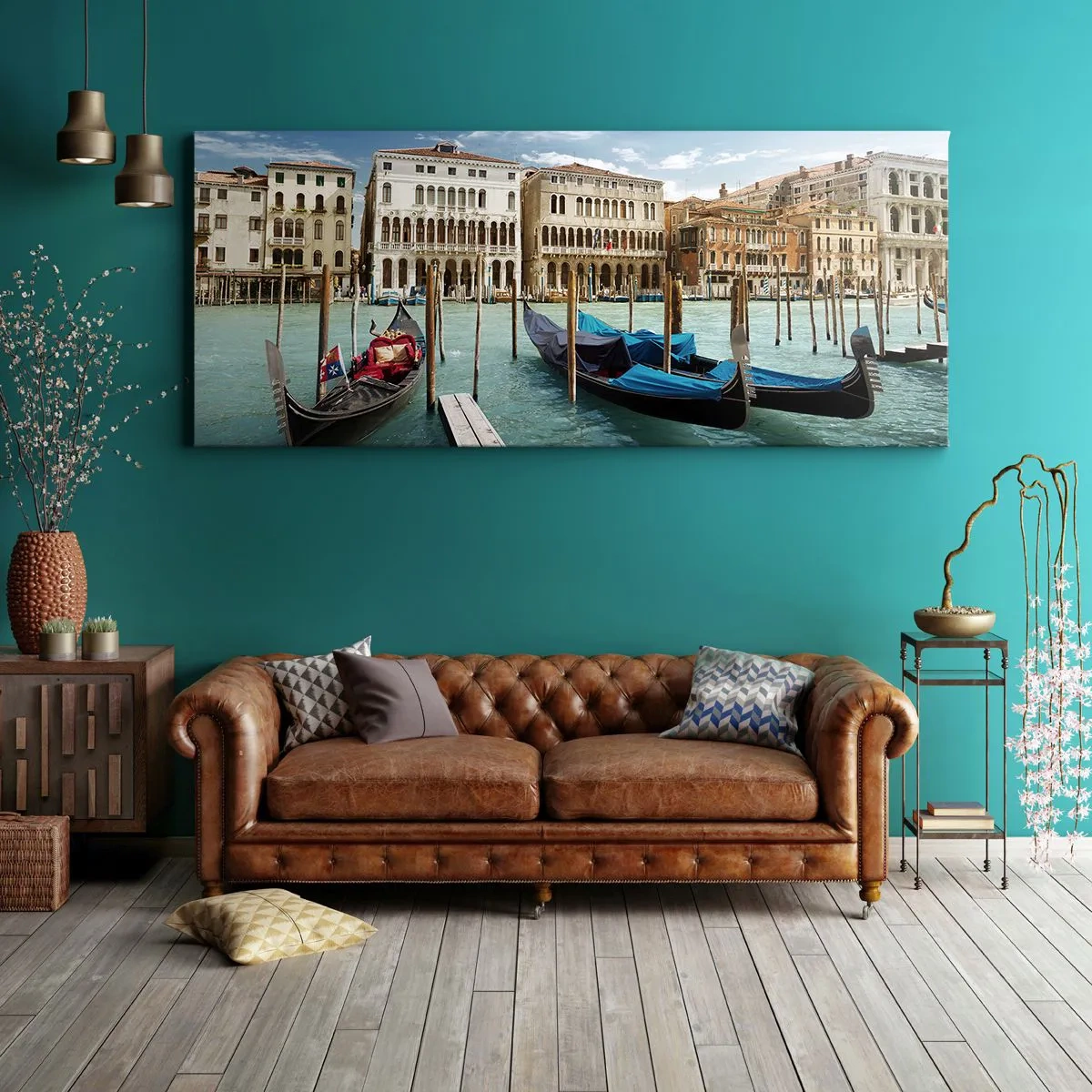 Obraz na plátne - Paláce v modrej - 100x40 cm