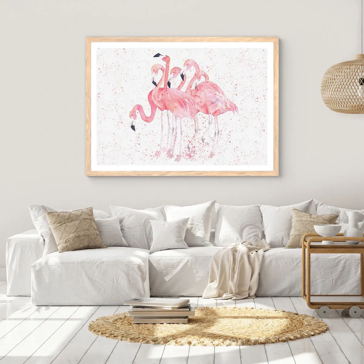 Plagát v ráme zo svetlého duba - Ružový ansámbl - 91x61 cm