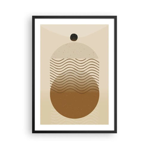Plagát v čiernom ráme - Minimalistický vzor s vlnami a geometrickými tvarmi - 50x70cm - O pôvode geometrických obrazcov - Moderná nástenná dekorácia do obývacej izby a spálne ARTTOR