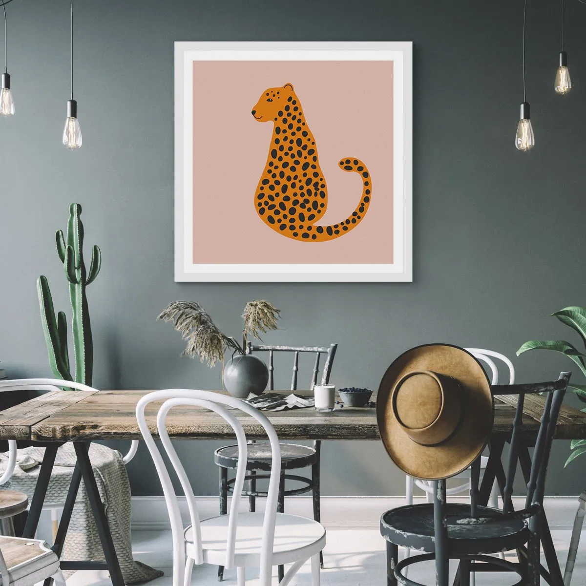 Plagát v bielom ráme - Leopardný vzor je v móde - 40x40 cm