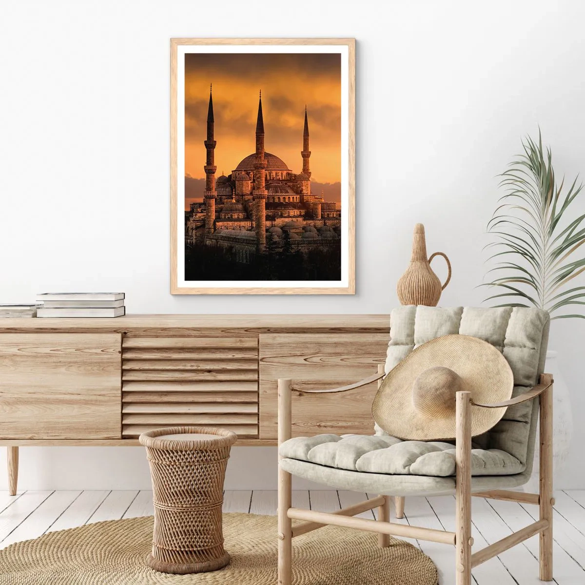 Plagát v ráme zo svetlého duba - Boh je veľký - 70x100 cm