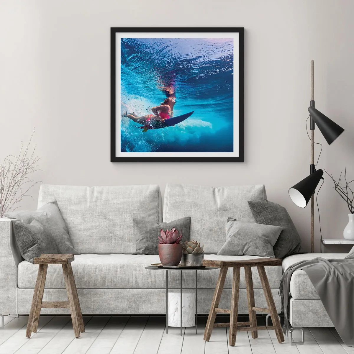 Plagát v čiernom ráme - Hĺbka radosti - 40x40 cm