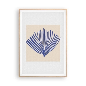 Plagát v ráme zo svetlého duba - Modrý vejár - 70x100 cm