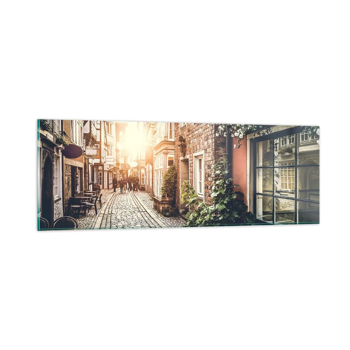 Obraz na skle - Ružová ulička v ružovej žiare - 90x30 cm