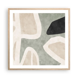 Plagát v ráme zo svetlého duba - Kompozícia s čiernym motívom - 60x60 cm