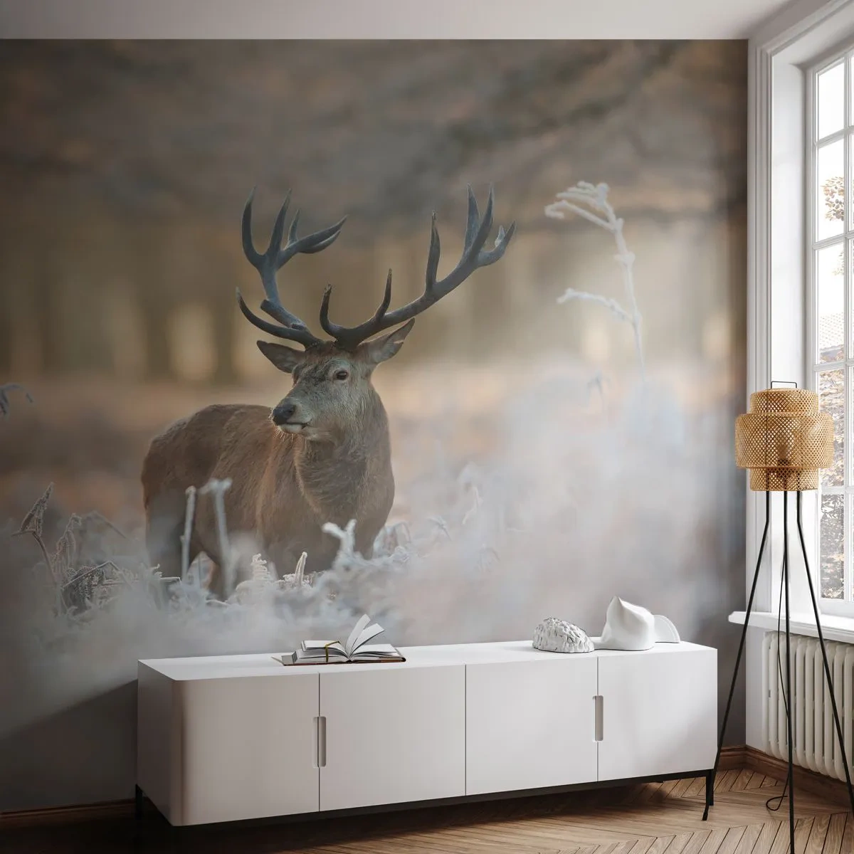 Fototapeta Premium Sand - Svieže ráno - Krajina, Jeleň, Zvieratá - 400x280 cm