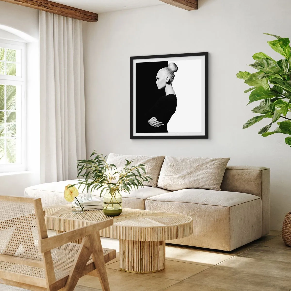 Plagát v čiernom ráme - Proste žena - 60x60 cm