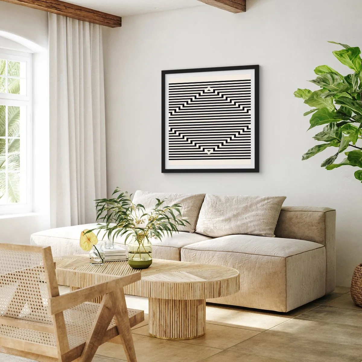 Plagát v čiernom ráme - Geometrická ilúzia - 60x60 cm