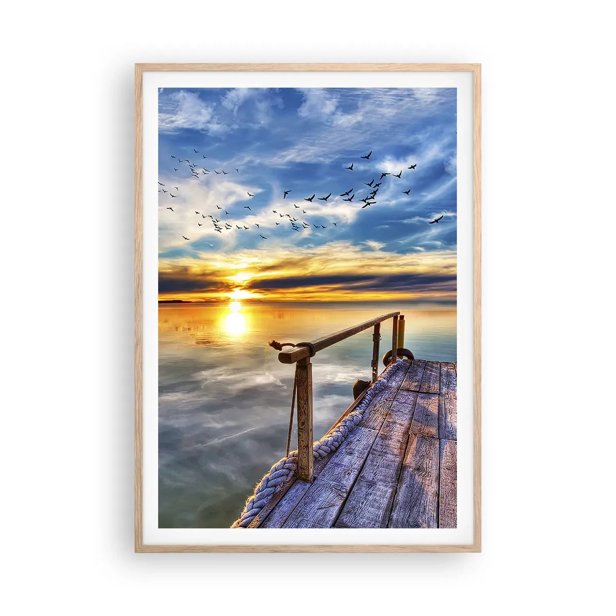 Plagát v ráme zo svetlého duba - Vietor ide odpočívať - 70x100 cm