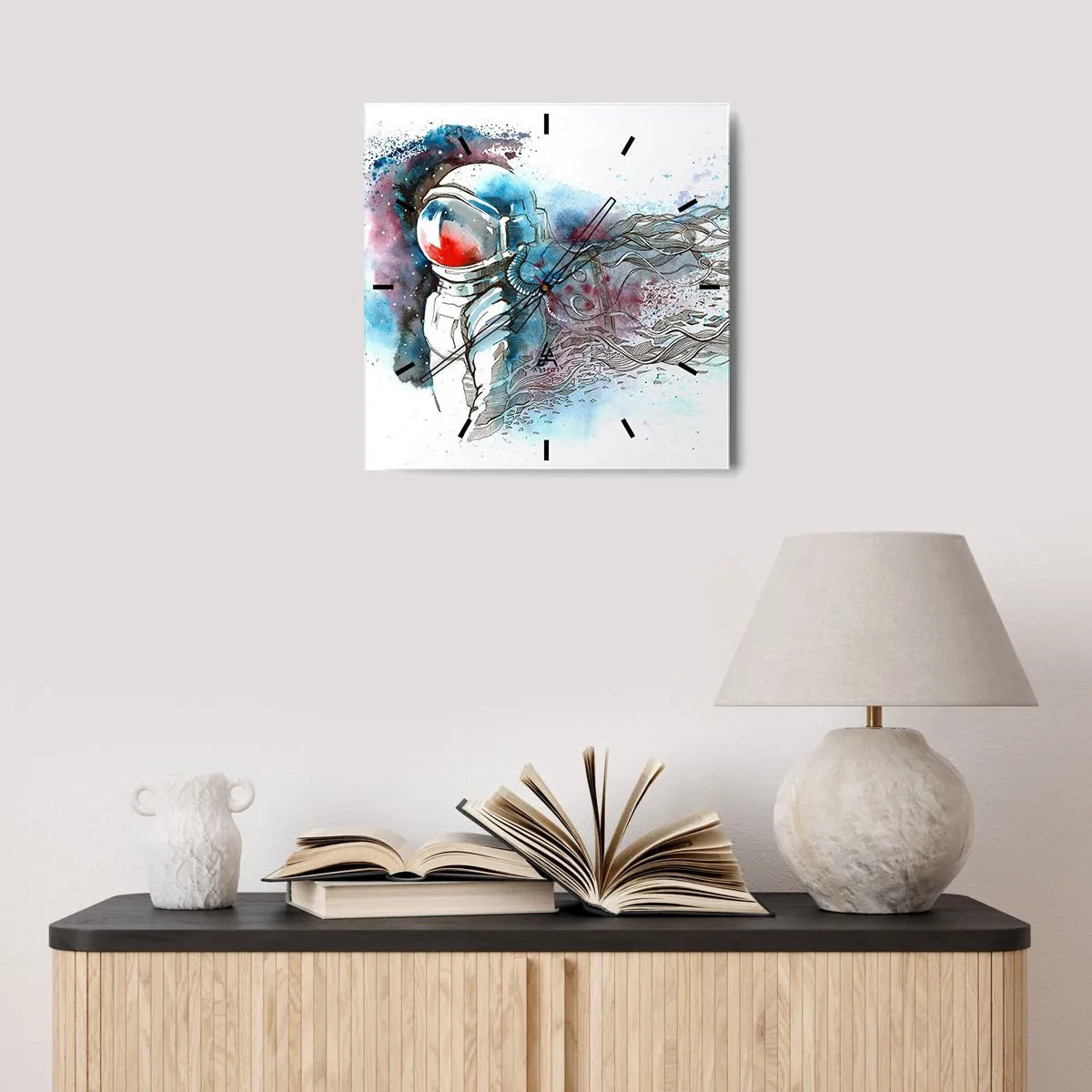 Nástenné hodiny - Sám s vesmírom - 30x30 cm