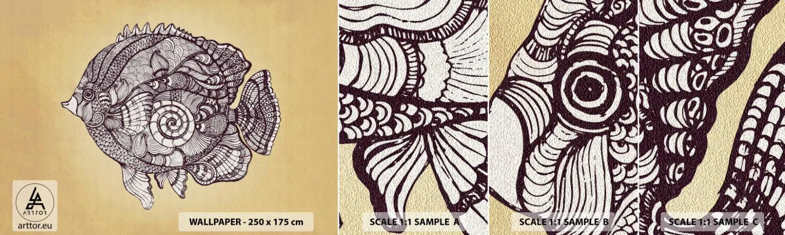 Vzorka Fototapeta Standard Eco - Z oceánu ornamentov - Ryby, Ornament, Dekorácia - 100x30 cm