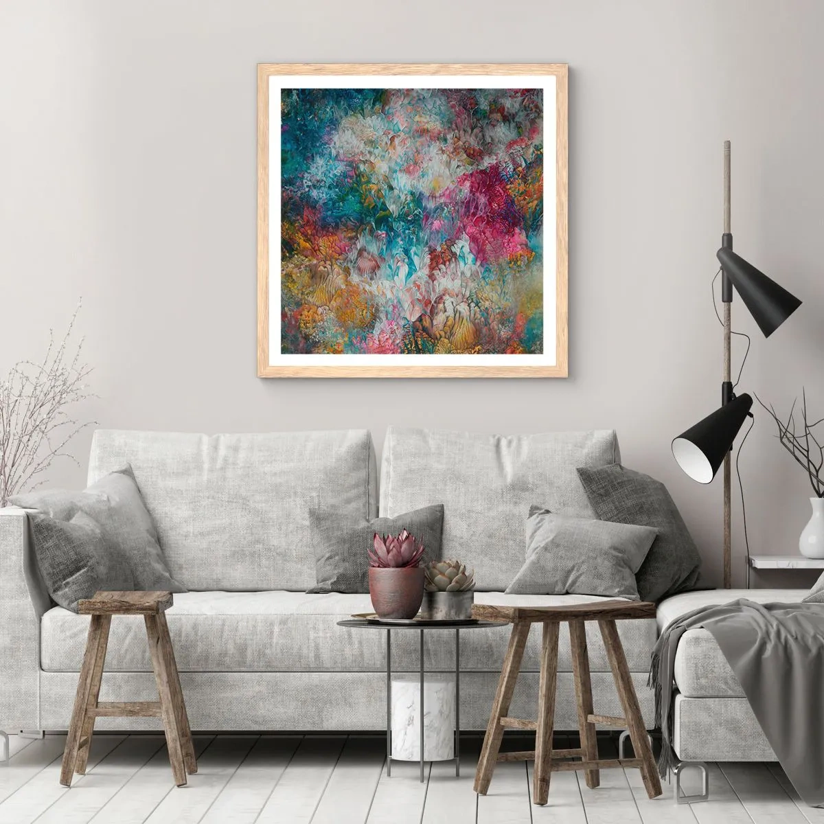 Plagát v ráme zo svetlého duba - V plnom rozkvete - 30x30 cm