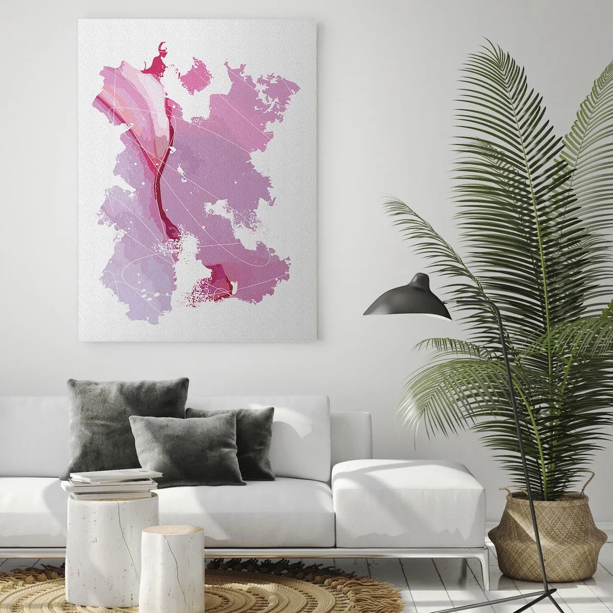 Obraz na skle - Mapa ružového sveta - 50x70 cm