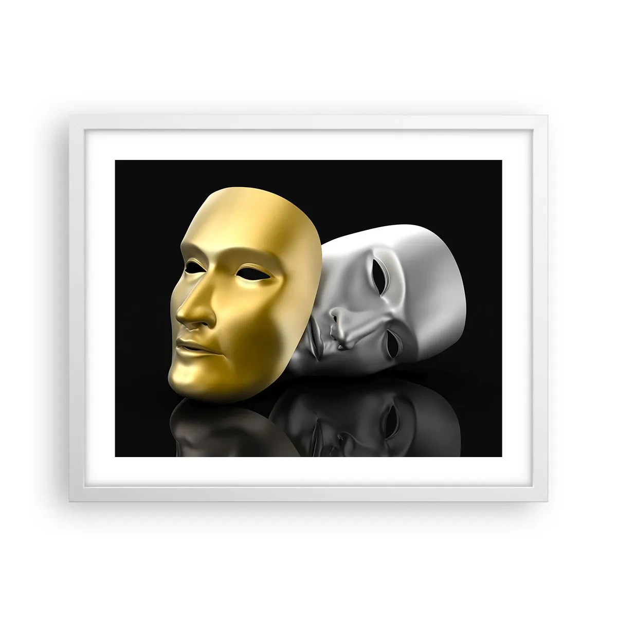 Plagát v bielom ráme - Život je divadlo - 50x40 cm